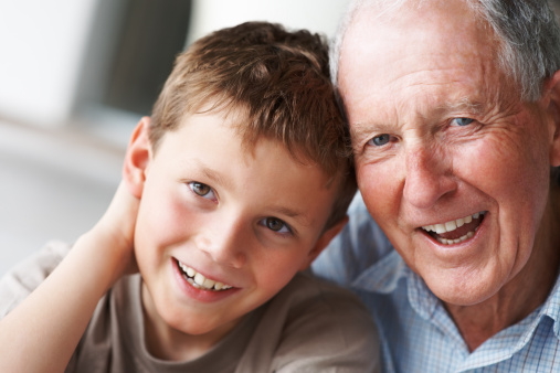 Happy Senior Man With Grandson